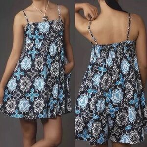 Anthropologie Hutch Blue Pineapple and Banana Fruit Print Bandeau Romper SZ MED